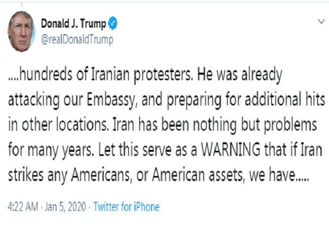 trump tweet to iran