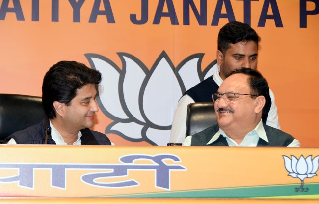 Jyotiraditya Scindia joins BJP Party in presence of BJP President J.P Nadda