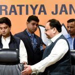 Jyotiraditya Scindia and BJP President at Party HQ