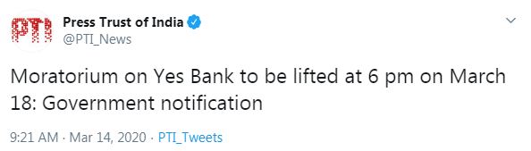 PTI Tweet Yes Bank