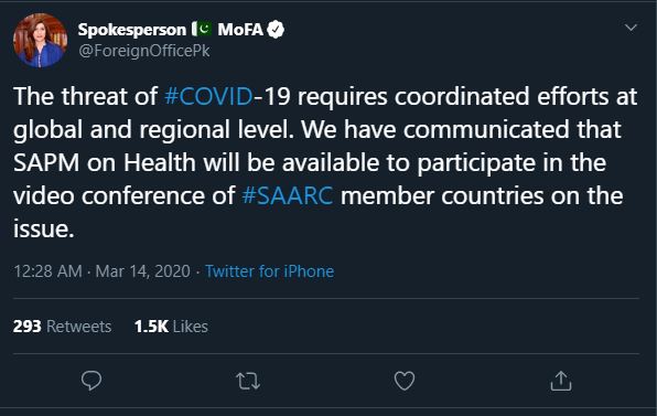 Pakistan tweet on corona virus