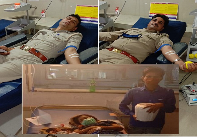 LALA RAM & ANJUL UP POLICE Blood Donate