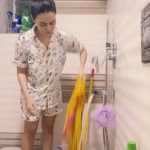 Sana Khaan Washing Clothes