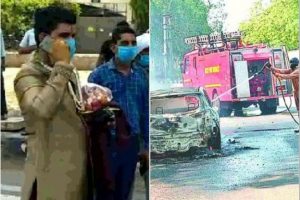 दिल्ली में हुआ हादसा, कार में लगी आग, पुलिस ने सुरक्षित बचाया दूल्हा