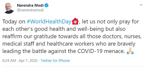 modi tweet world health day