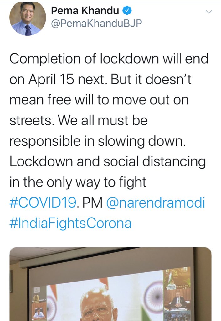 pema khandu tweet on lockdown