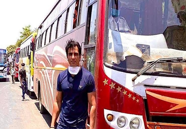 Sonu Sood With bus