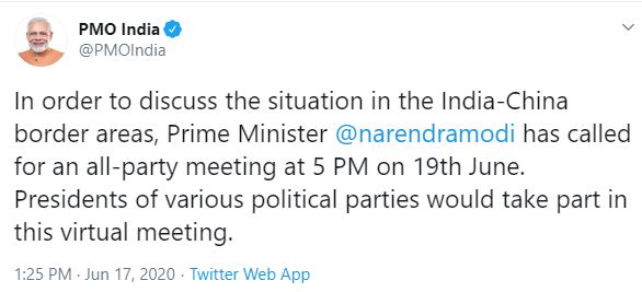 pmo tweet all party meeting