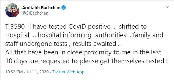 Amitabh Bachchan Tweet Corona