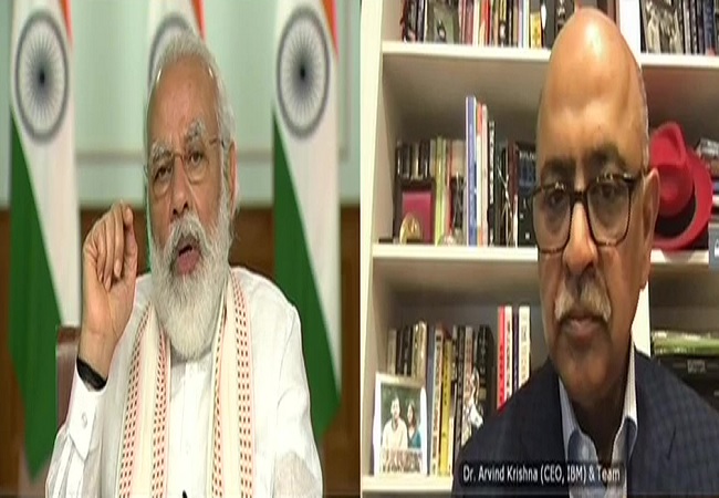 PM Modi and IBM CEO Arvind Krishna