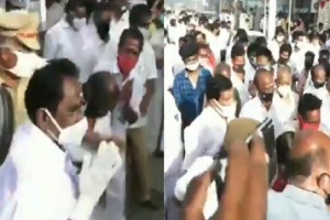 तमिलनाडु :  मंत्री ने दी कोरोना को मात, स्वागत में कार्यकर्ताओं ने जलाए पटाखे, उड़ाई सोशल डिस्टेंसिंग की धज्जियां