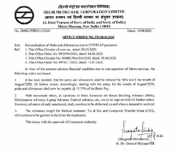 Delhi metro Notice