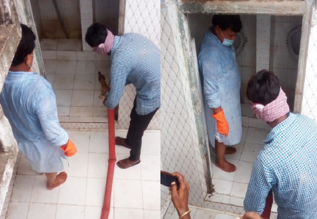 Minister cleaning Toilet MP