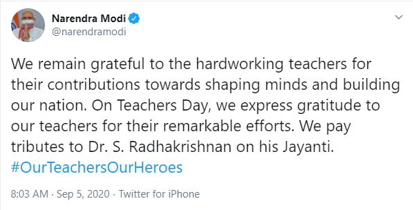 Narendra modi Tweet Teachers Day