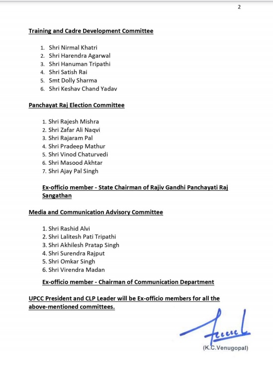 UP Congress List