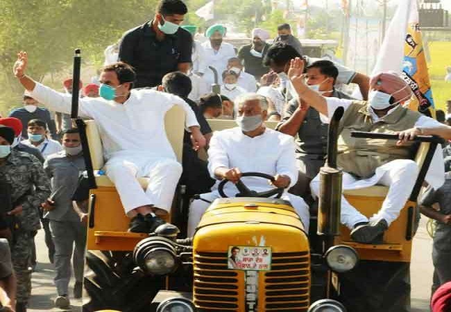 Rahul Gandhi Tractor rally pic