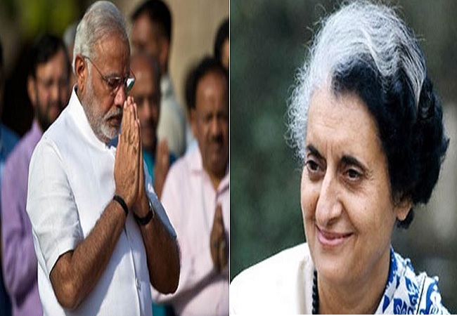 PM Narendra Modi and Indira Gandhi