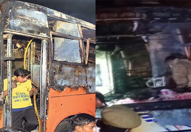 Jalore road accident in Rajasthan: 6 people killed, 19 injured after private bus caught fire in Jalore district of Rajasthan on Saturday.