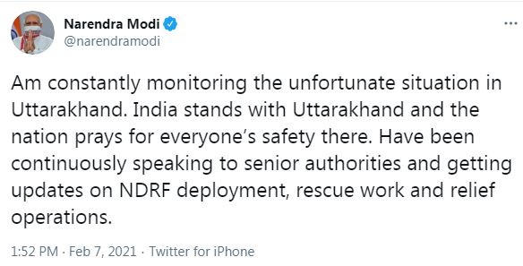 PM Modi tweet Uttarakhand