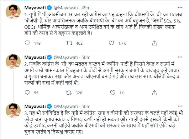 Mayawati Tweet congress