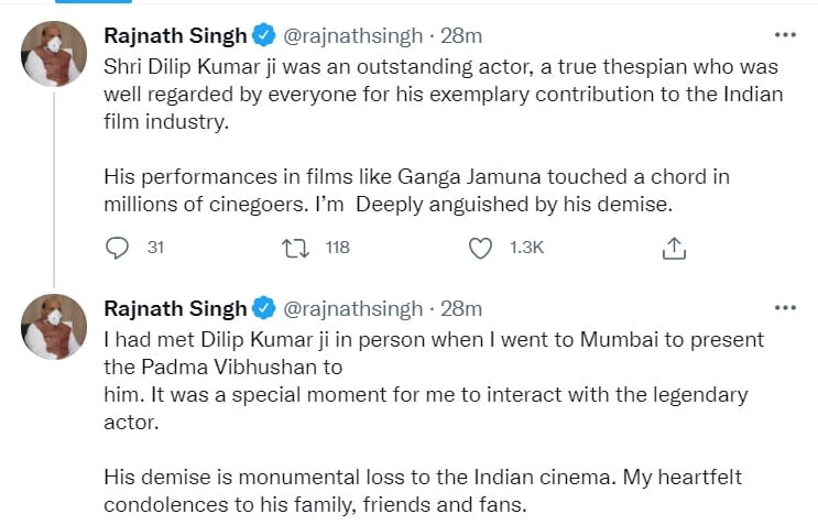Rajnath Singh tweet