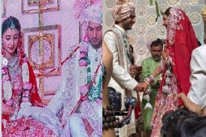 Anil Ambani Son’s Wedding: लाल सुर्ख जोड़े में नजर आई अंबानी परिवार की नई बहू, सामने आई दूल्हा-दुल्हन बने अनमोल-कृशा की पहली तस्वीर