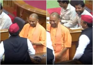 Video: चुनाव में शिकस्त खाने के बाद पहली बार अखिलेश का CM योगी से हुआ सामना, हाथ मिलाया और…