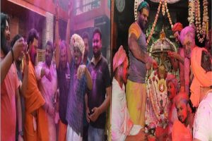Holi in Ayodhya: रंगभरी एकादशी पर भगवा होली खेले अयोध्या के साधु संत