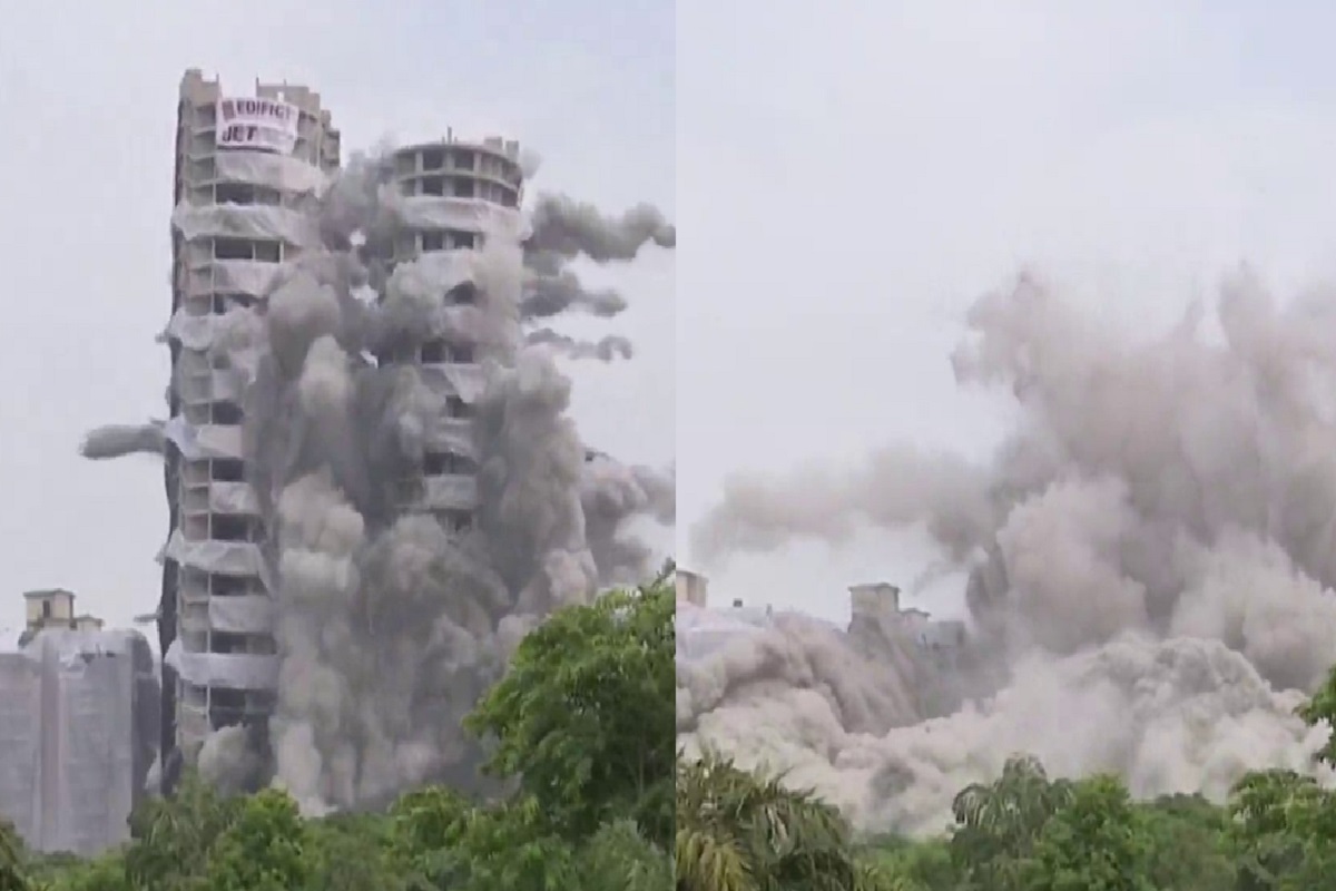 Noida Twin Towers Demolition: जमींदोज हुई गगनचुंबी सुपरटेक ट्विन टावर, चंद सेकेंड में ढह गई भ्रष्टाचार की इमारत