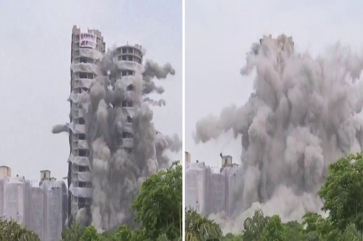 Noida Twin Tower Demolition: बस…9-13 सेकेंड में पलक झपकते ही ताश के पत्तों की तरह भरभराकर ध्वस्त हो गई ट्विन टावर
