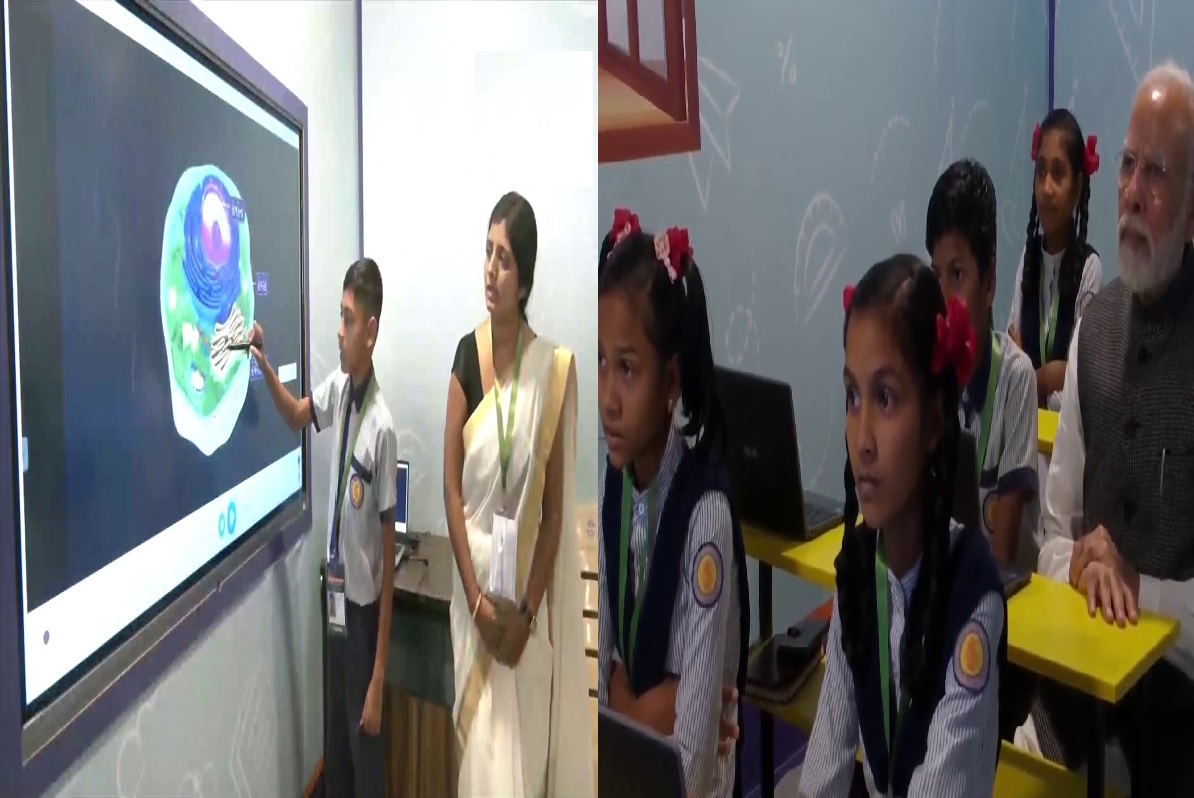 Gujarat: डिफेंस एक्सपो के बीच अचानक बच्चों संग पढ़ते नजए आए PM मोदी, Photos हुई वायरल