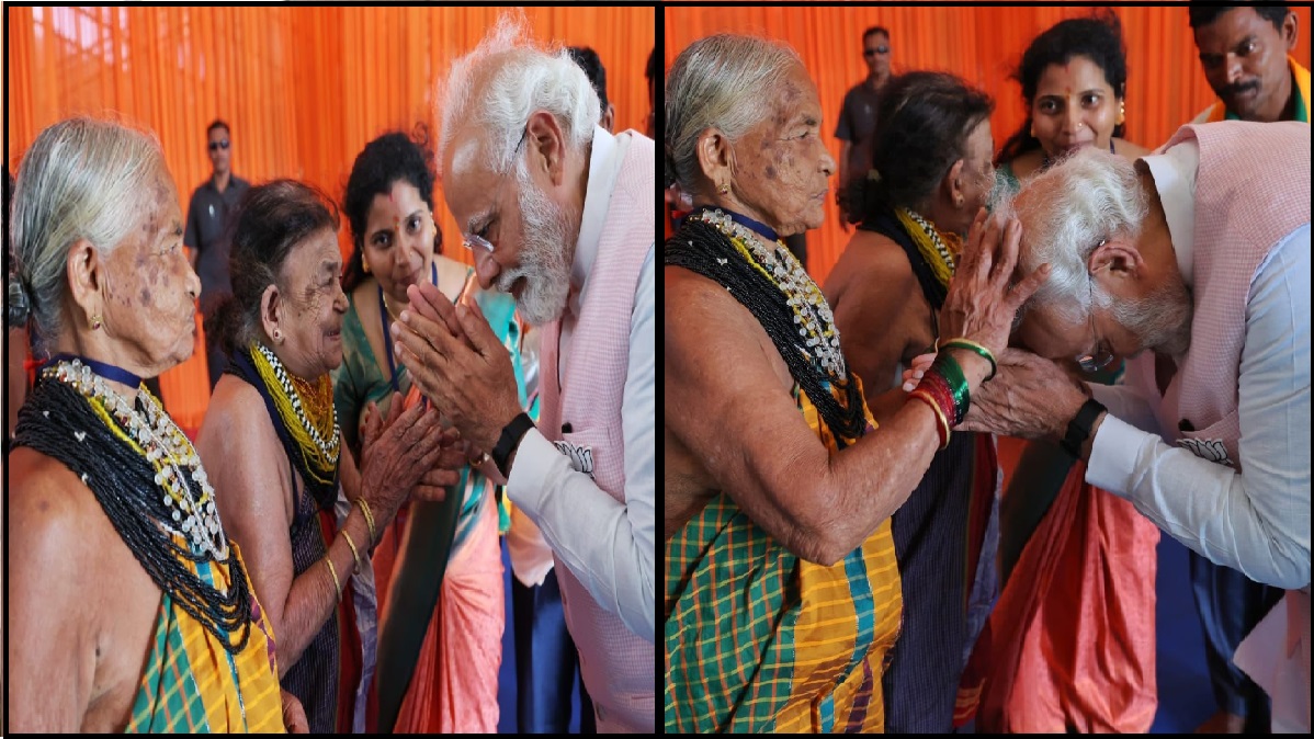 PM Modi: कर्नाटक दौरे पर पीएम मोदी, पद्म पुरस्कार विजेता तुलसी गौड़ा-सुकरी बोम्मगौड़ा का लिया आशीर्वाद, कही ये बात