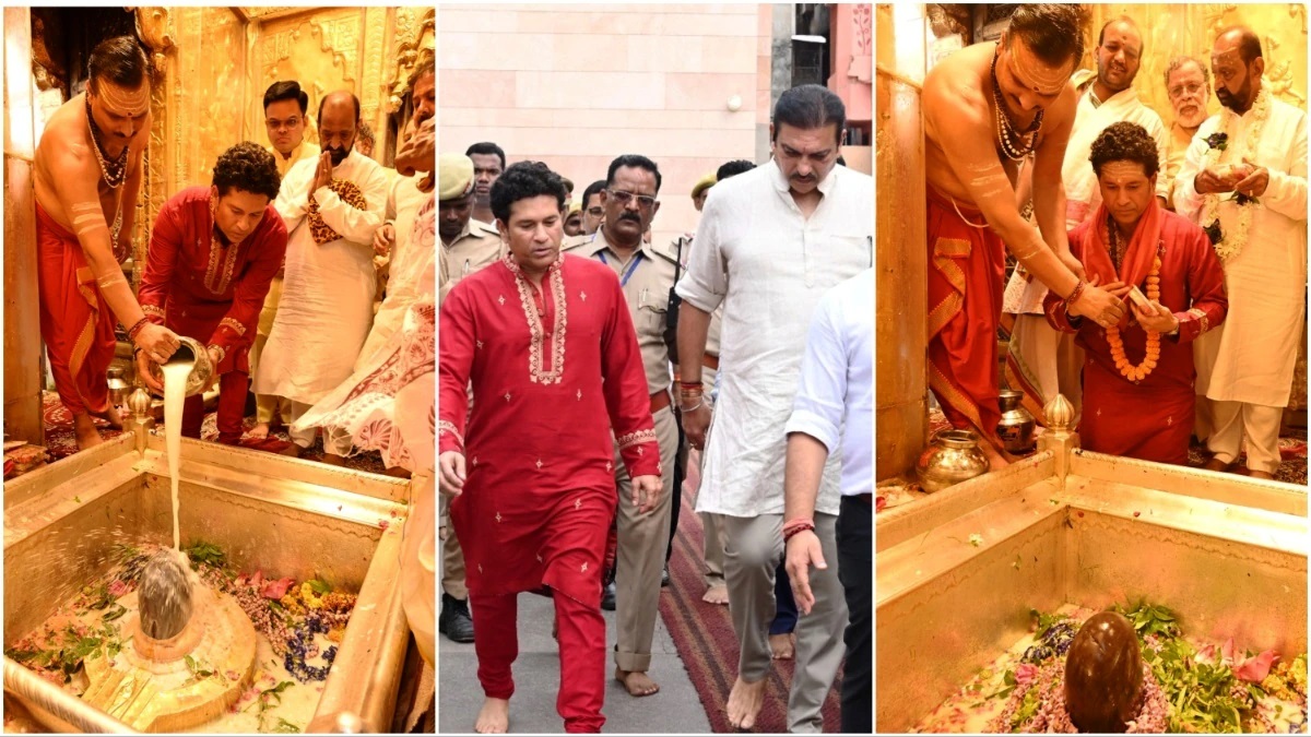 Sachin Tendulkar, who arrived for Baba Vishwanath's darshan