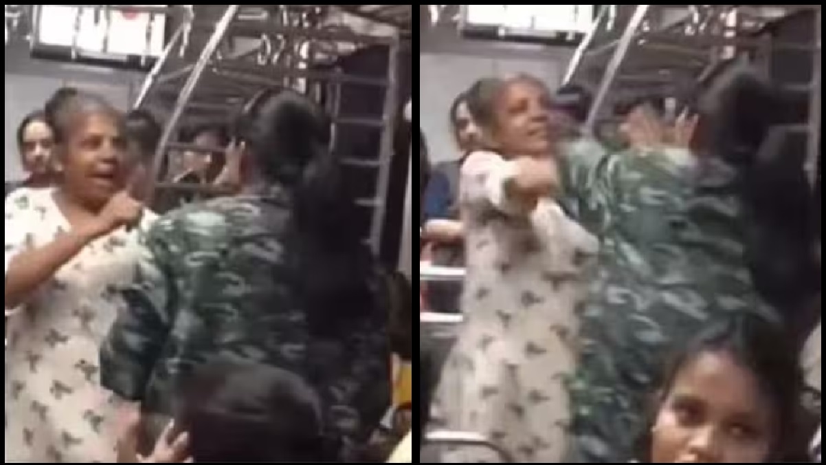 Watch: मुंबई लोकल में थप्पड़ों की बरसात, खचाखच भरी ट्रेन में महिलाओं के बीच लड़ाई का VIDEO वायरल