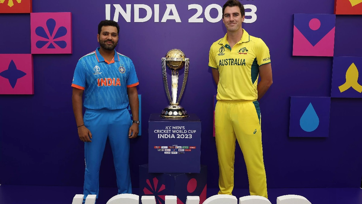 rohit sharma and pat cummins with world cup