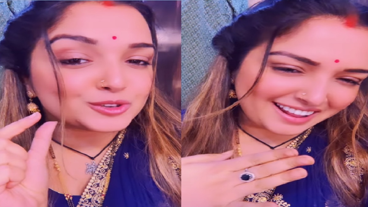 Aamrapali Dubey Video: माथे पर बिंदी और मांग में सिंदूर लगा कर नखरे दिखाती नजर आईं आम्रपाली दुबे, वीडियो पोस्ट कर मचाया गदर