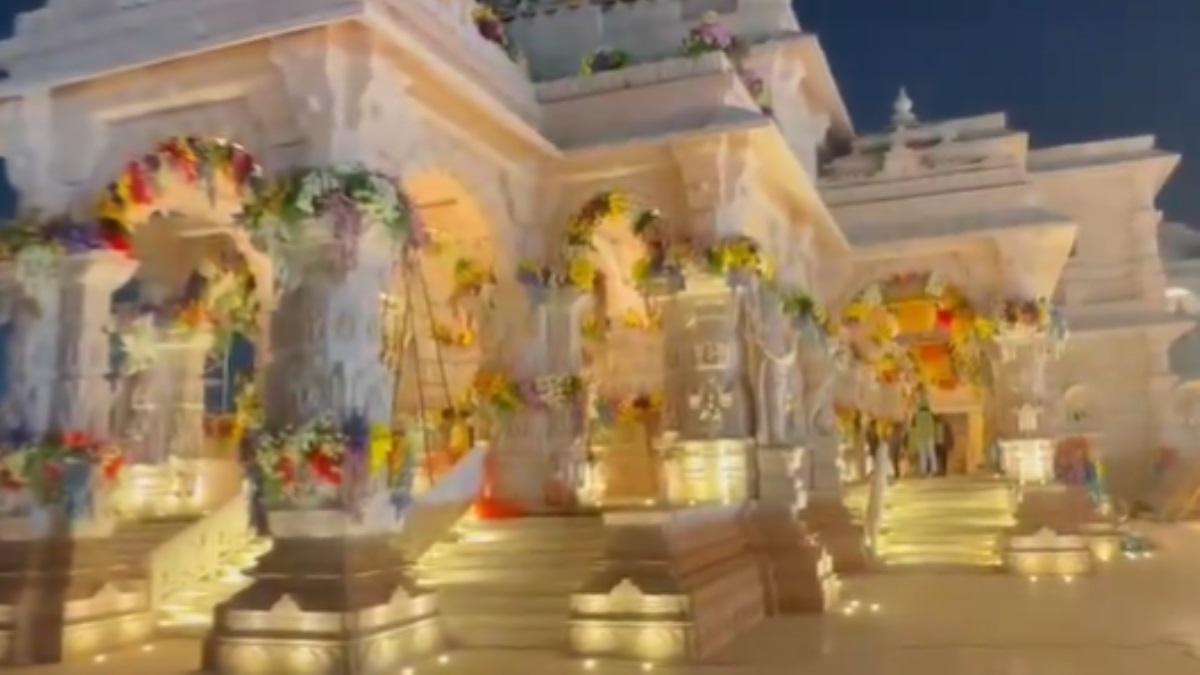 Ram Temple Decoration: भगवान रामलला की प्राण प्रतिष्ठा से पहले राम मंदिर ने लिया भव्य रूप, Video में देखिए फूलों से शानदार सजावट का नजारा