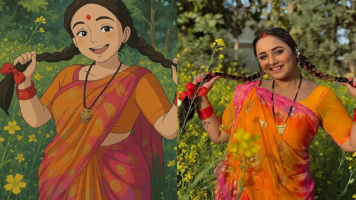2 चोटी में प्यारा लगा रानी चटर्जी का घिबली लुक, सोशल मीडिया ट्रेंड किया फॉलो
