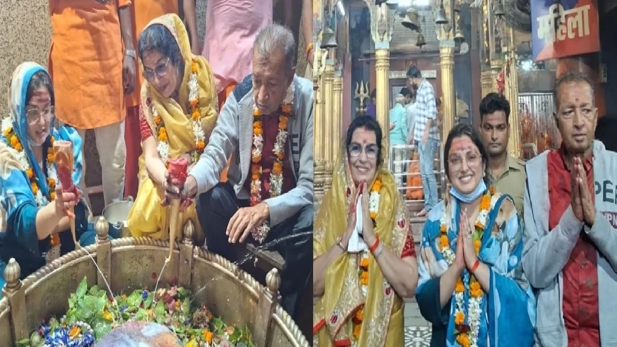 परिवार के साथ मार्कण्डेय महादेव मंदिर पहुंची आम्रपाली दुबे, जल अर्पित कर की पूजा