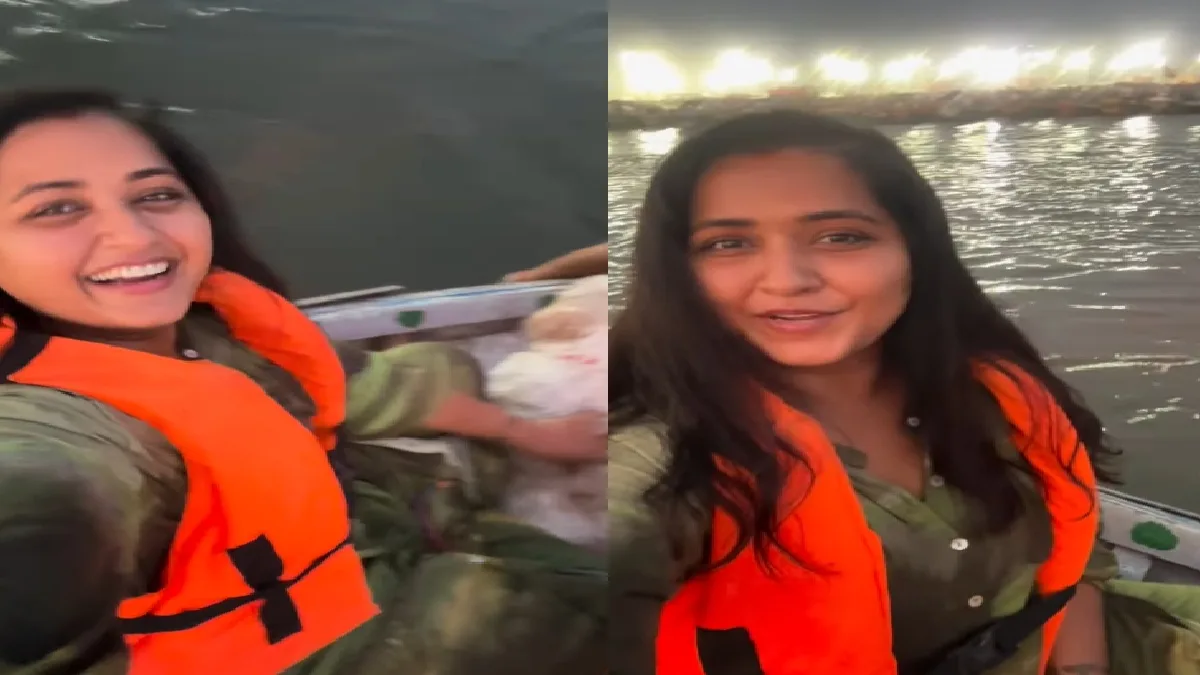 हनुमान जी के दर्शन के बाद संगम में डुबकी लगाने पहुंची काजल राघवानी, मां के साथ की पूजा