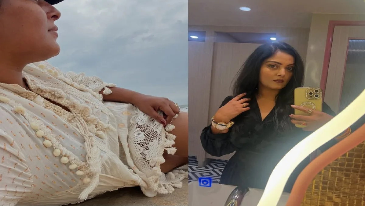 बीच पर अंजना सिंह ने दिखाया अपना हुस्न, शॉट ड्रेस पहन फ्लॉन्ट किए टोन लैग्स