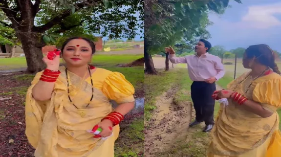 एक नहीं दो-दो हीरो के साथ रानी चटर्जी ने की मस्ती, गांव की हरियाली में खाए फ्रेश जामुन